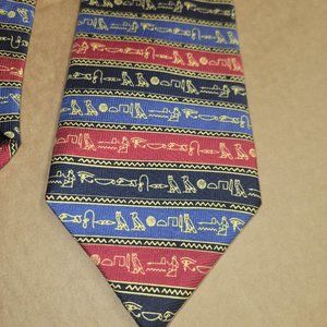 JOSH BACH SILK TIE NECKTIE HIEROGLYPHICS